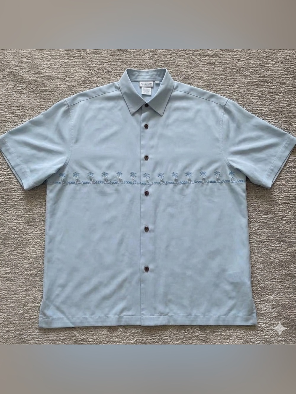 Disneyland Resort Embroidered Mickey Mouse Camp Shirt Mens Large Blue Hawaiian